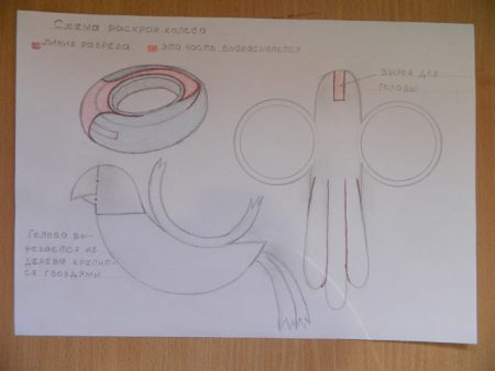 타이어로 만든 앵무새 다이어그램