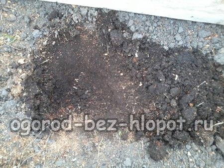 삽날 두 개 깊이로 구멍을 파다