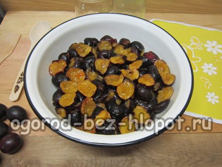 체리 자두 반쪽