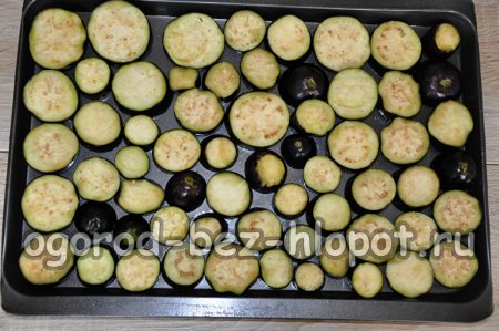 베이킹 시트 위의 가지