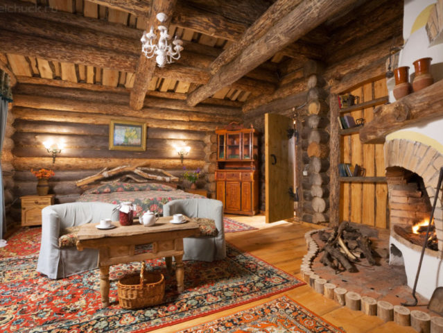 러시아 오두막의 내부