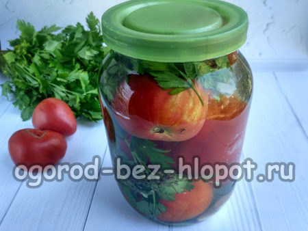 병에 담긴 맛있는 토마토