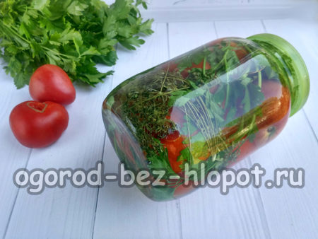 겨울철을 위한 병에 담긴 토마토