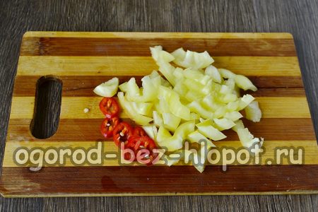 고추를 조각으로 자르다