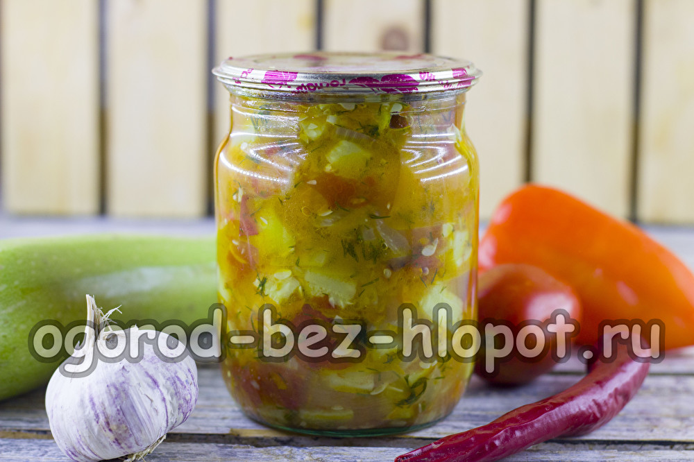 호박, 토마토, 고추, 당근, 양파 샐러드