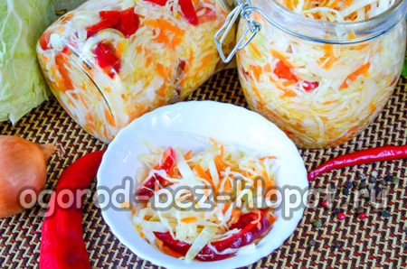 겨울철 고추를 곁들인 양배추 샐러드