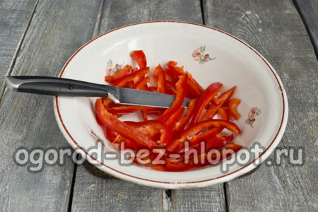 고추를 조각조각 자르다