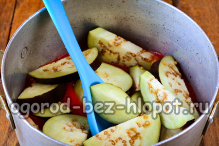 토마토 소스에 가지를 붓다