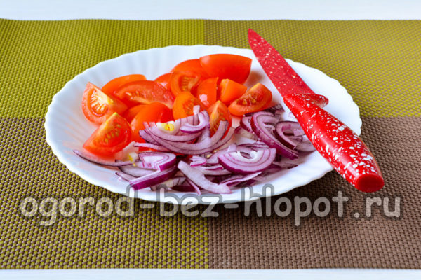 토마토와 양파를 다진다