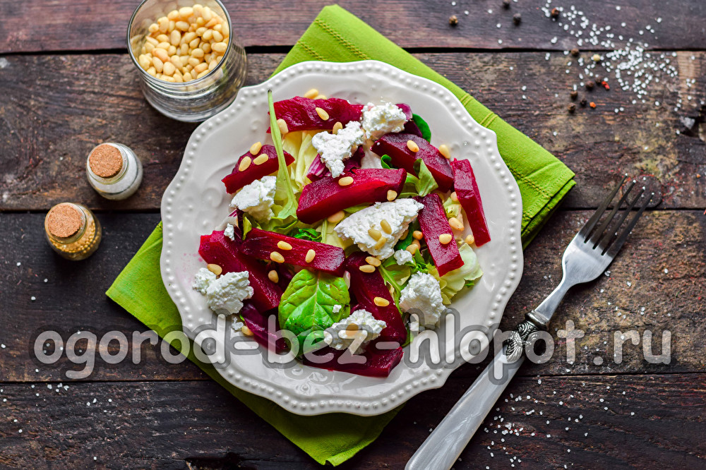 염소 치즈와 소나무 견과류를 곁들인 비트 샐러드