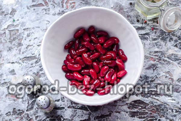 콩을 샐러드 그릇에 담다