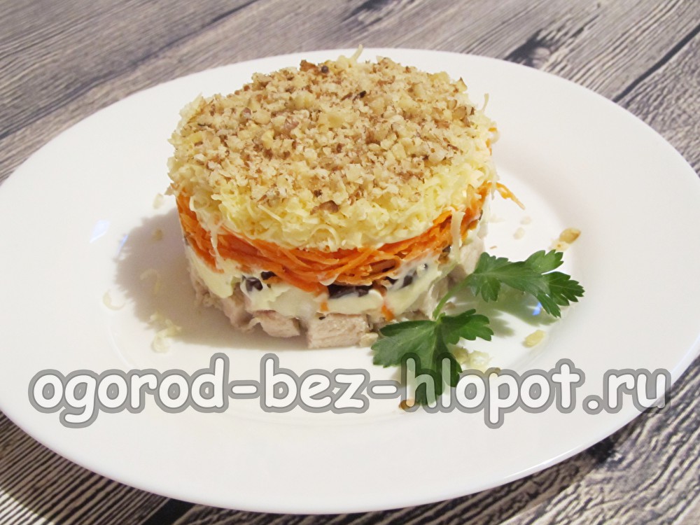 닭고기와 견과류를 곁들인 프렌치 미스트리스 샐러드