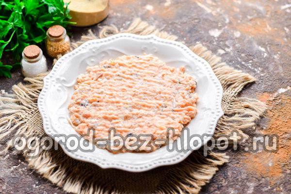 접시에 생선 한 겹을 놓다