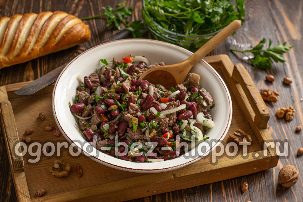 붉은 콩과 소고기를 곁들인 트빌리시 샐러드