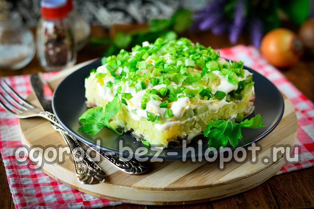 녹색 모피 코트 아래의 청어