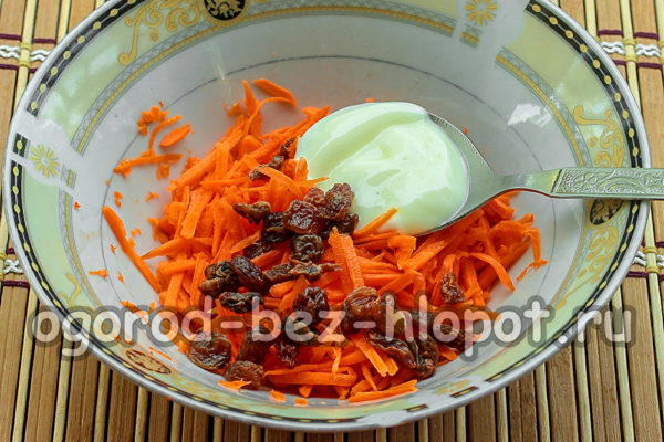 당근, 건포도, 마요네즈