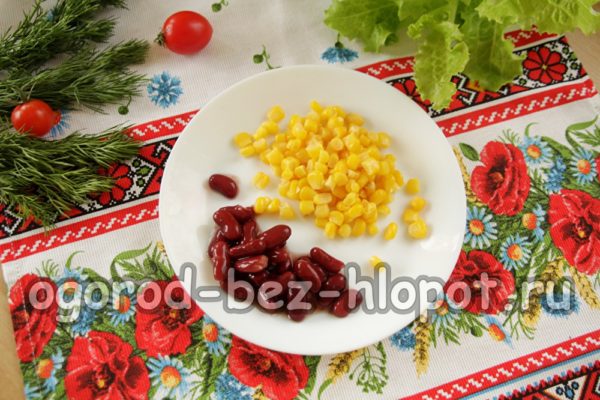 콩과 옥수수의 물기를 빼다