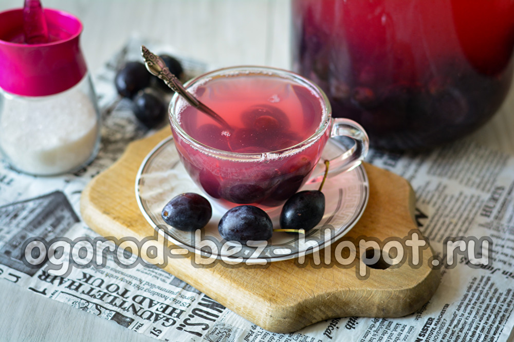 겨울을 위한 포도와 자두 콤포트