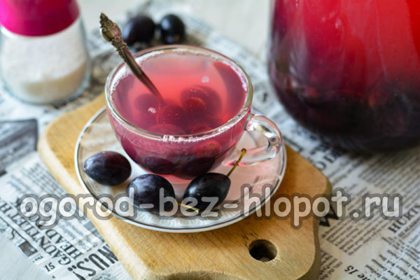 겨울을 위한 포도와 자두 콤포트