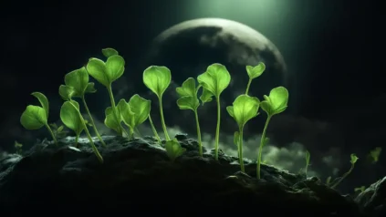 달을 배경으로 한 새싹